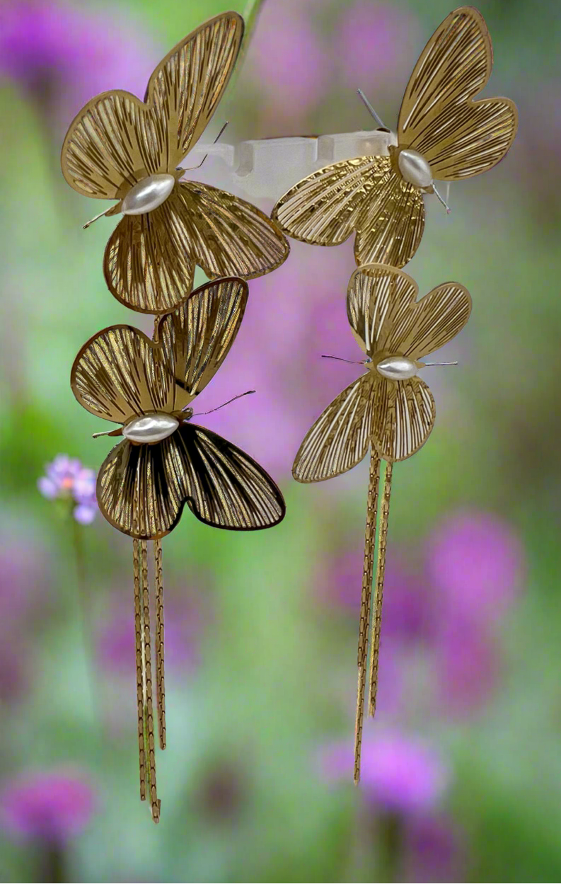 Beautiful double meshed butterfly long earrings