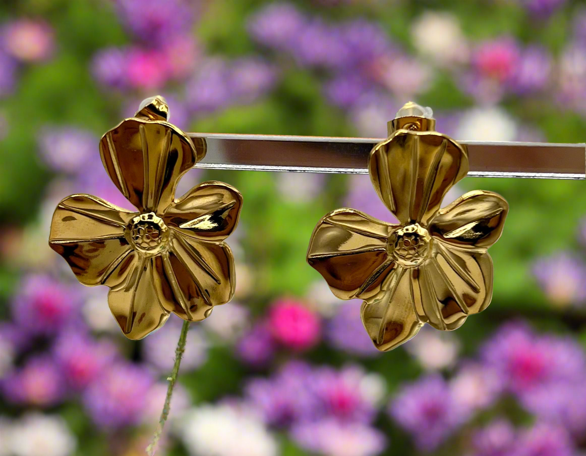 Classic style large flower earrings