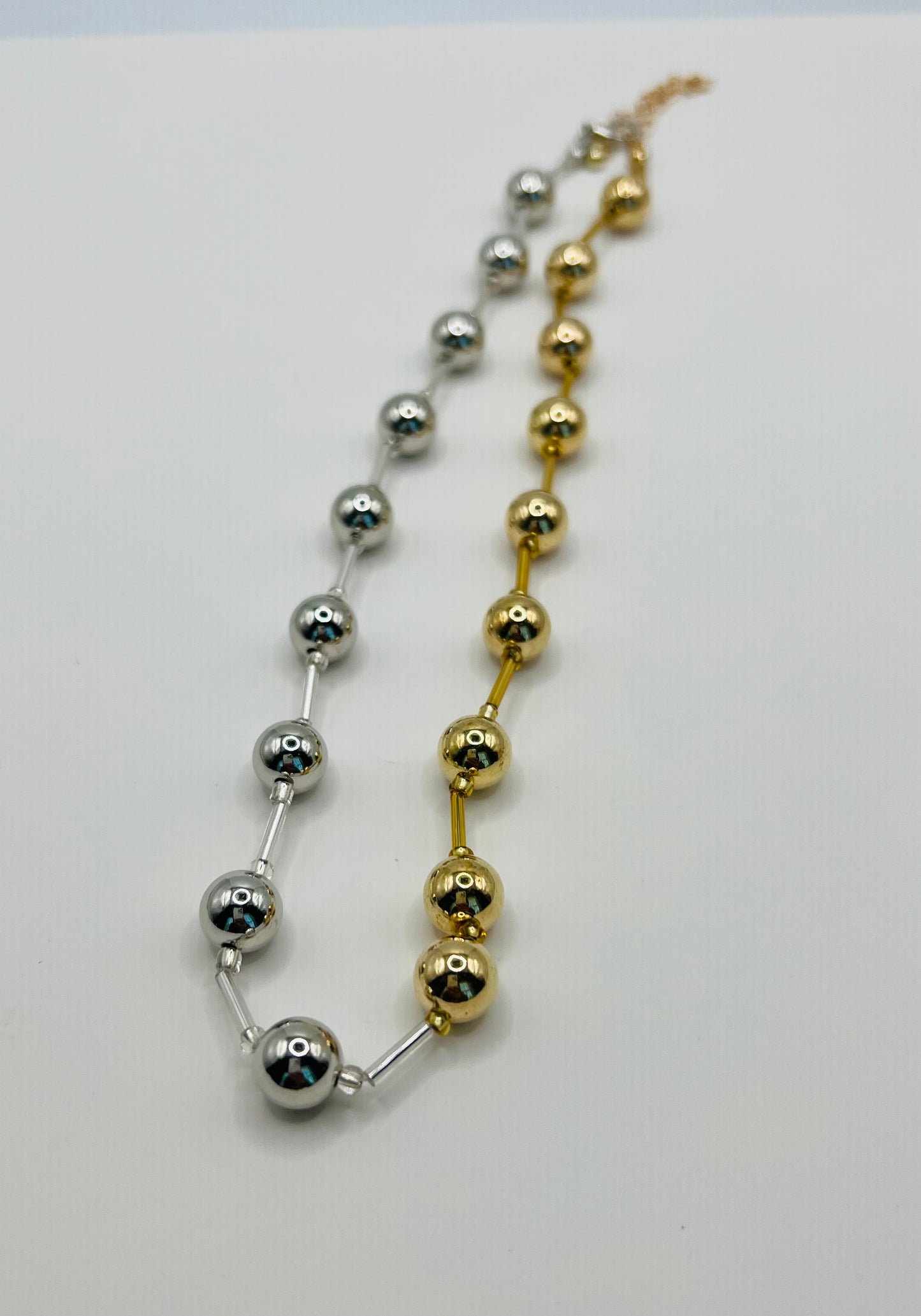 High quality metal coated acrylic pearl necklaces