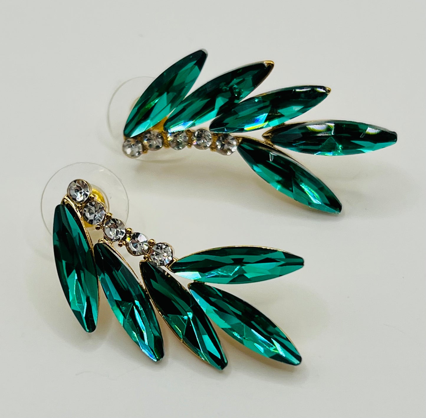 Crystal rhinestone leaves earrings