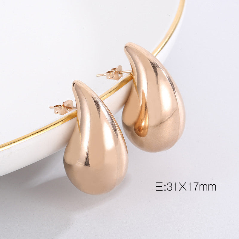 Rose gold water drop large earrings