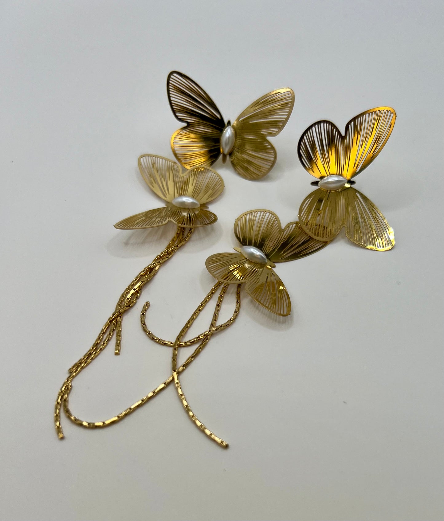 Beautiful double meshed butterfly long earrings