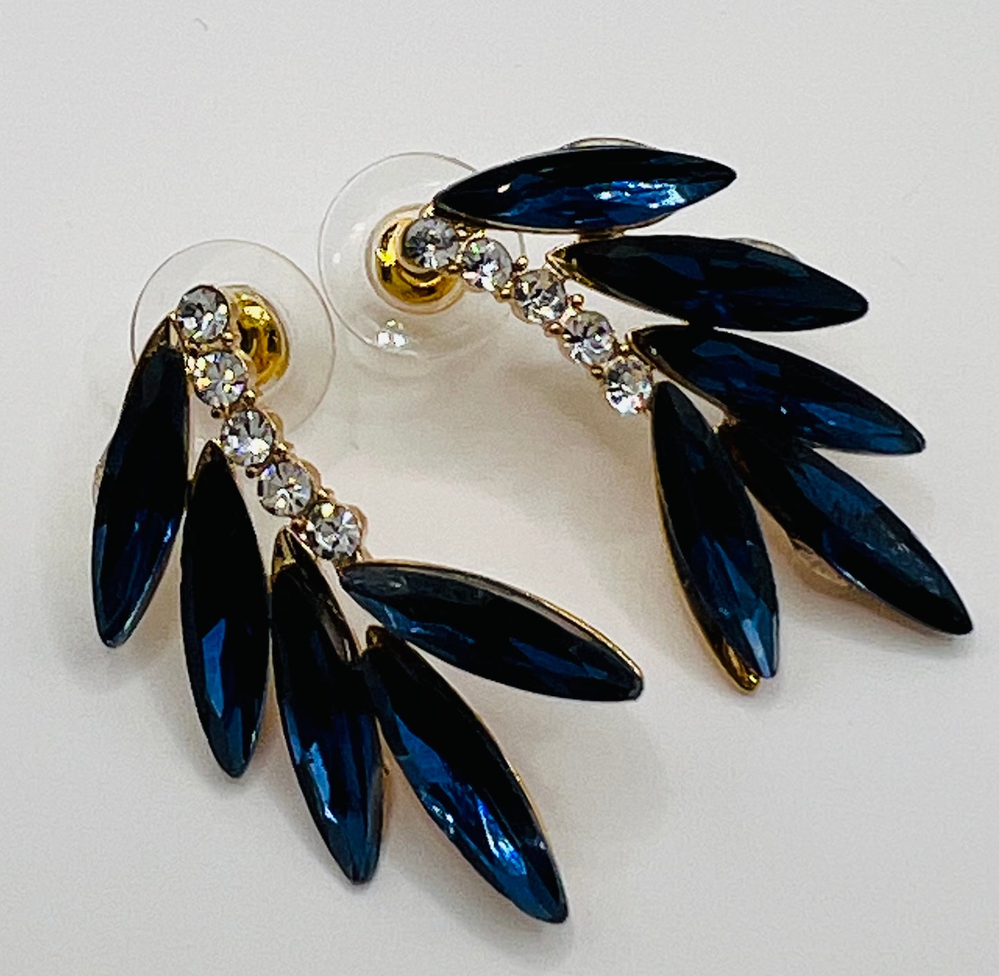 Crystal rhinestone leaves earrings