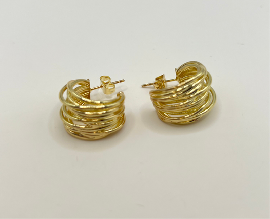 C shaped golden earrings