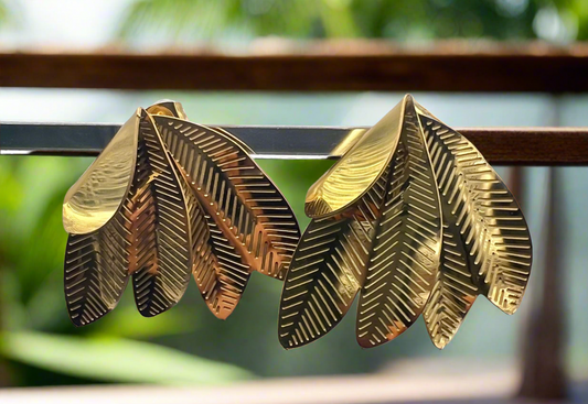 Multi leaves large earrings