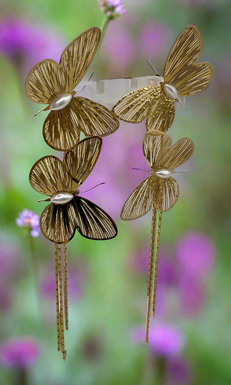 Beautiful double meshed butterfly long earrings