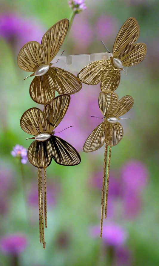 Beautiful double meshed butterfly long earrings