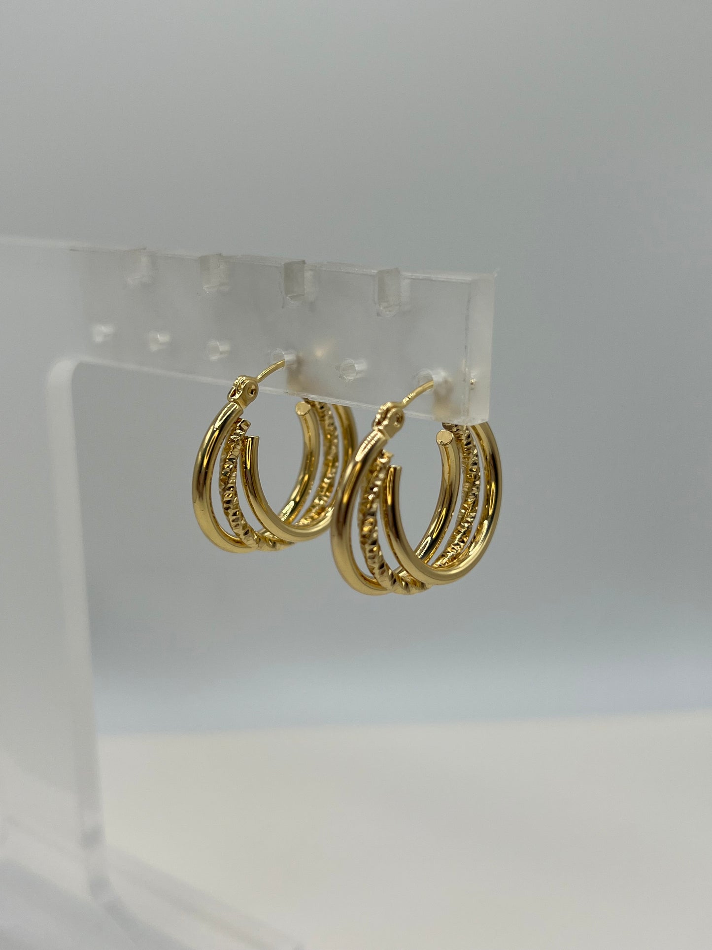 Triple hoop small earrings