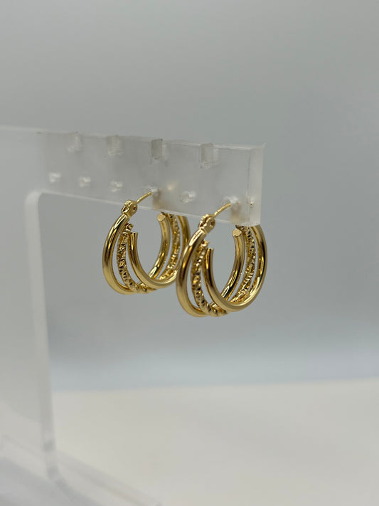 Triple hoop small earrings