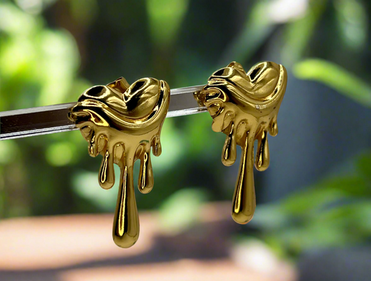 Melted heart earring