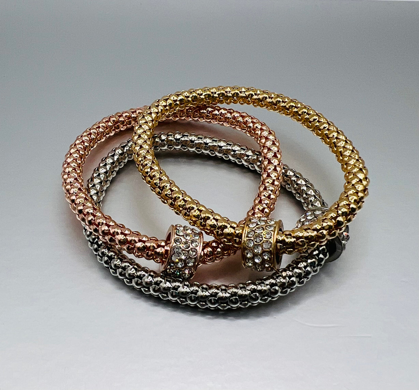 Three tone elastic metal bracelets