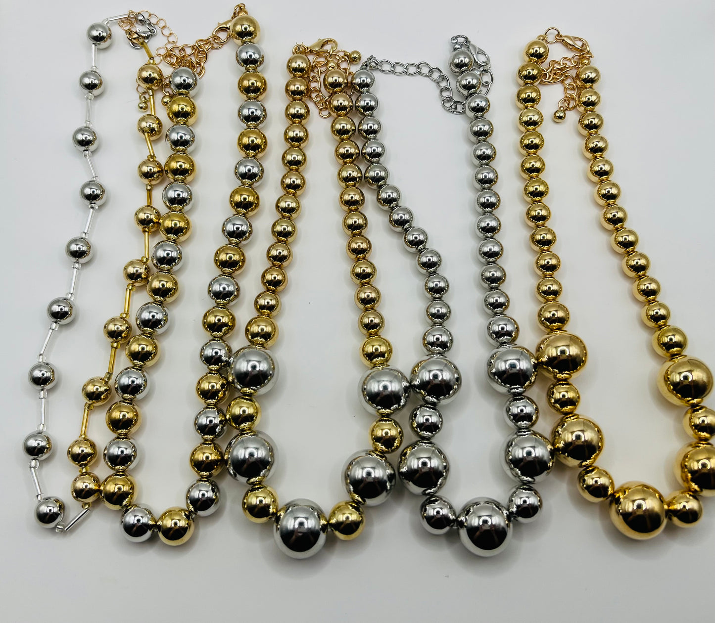 High quality metal coated acrylic pearl necklaces