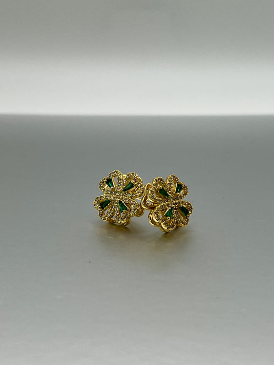 Emerald heart rotating earrings