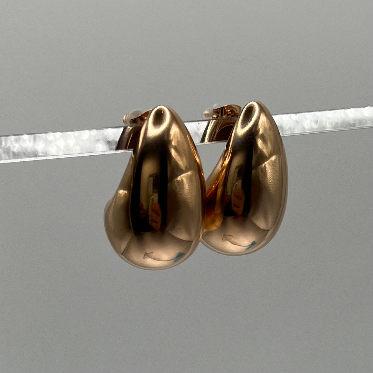 Rose gold water drop large earrings